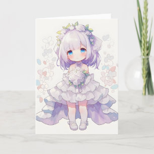 Anime Girl Chibi Bride Holiday Card