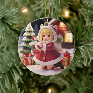 Anime Girl Christmas Ceramic Tree Decoration