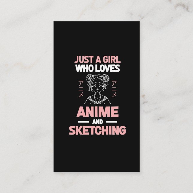 Anime Girl Cosplay Teen Manga Sketching Business Card (Front)