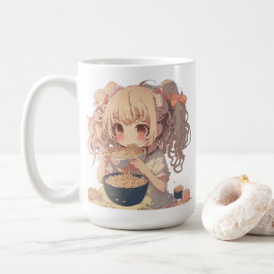 Anime Girl Eating Ramen Noodles Personalised Coffee Mug