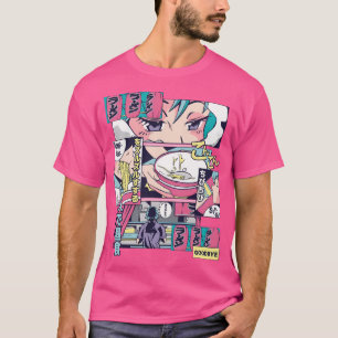 Anime Girl Eating Ramen Vintage T-Shirt