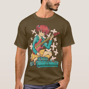 Anime Girl Electric Guitar Cute Kawaii Japanese Ma T-Shirt