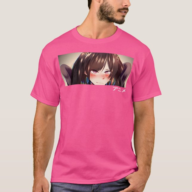 Anime Girl Eyes Anime In Japanese Characters T-Shirt (Front)