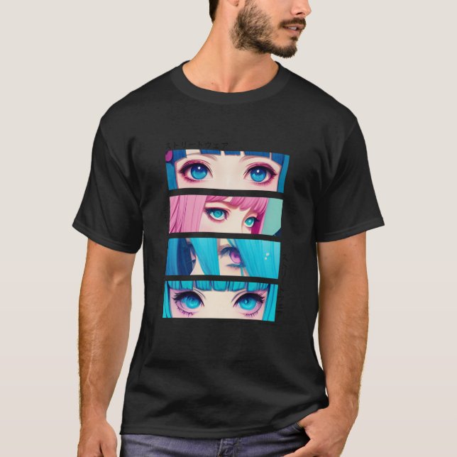 Anime Girl Eyes Japanese Aesthetic Kawaii Pastel O T-Shirt (Front)