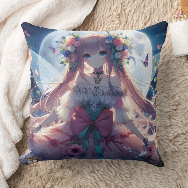 Anime Girl Flower Moon Fairy Cushion (Blanket)