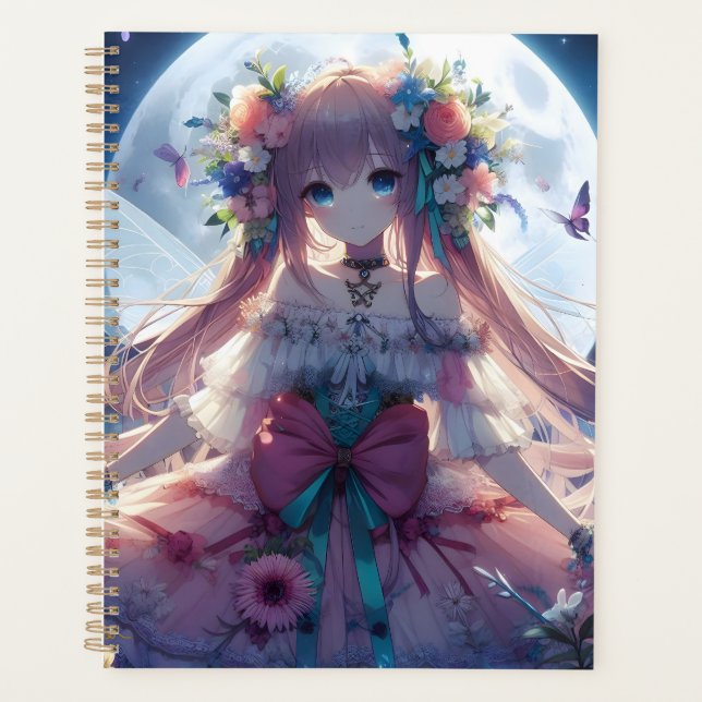 Anime Girl Flower Moon Fairy Planner (Front)