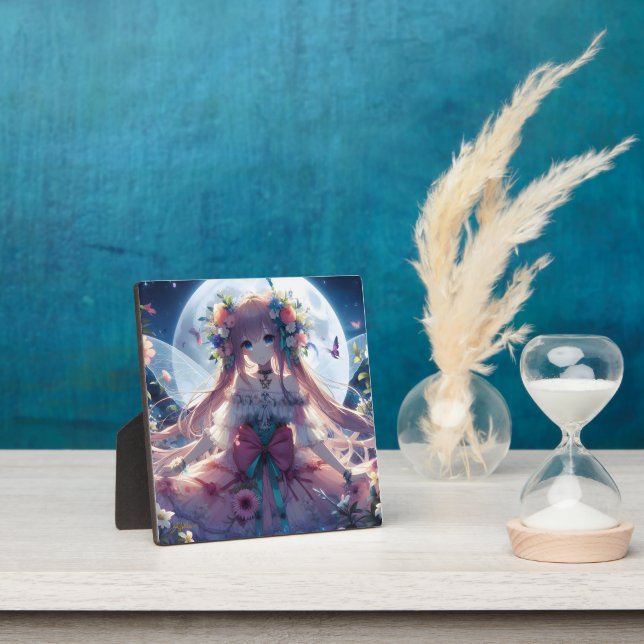 Anime Girl Flower Moon Fairy Plaque (Insitu)