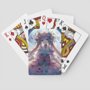 Anime Girl Flower Moon Fairy Playing Cards