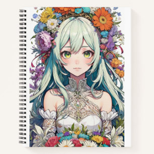 Anime girl flower  notebook
