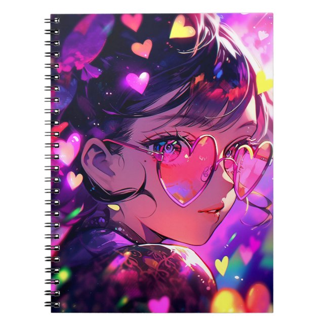 Anime Girl Hearts Notebook (Front)