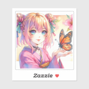 Anime Girl Holding a Butterfly