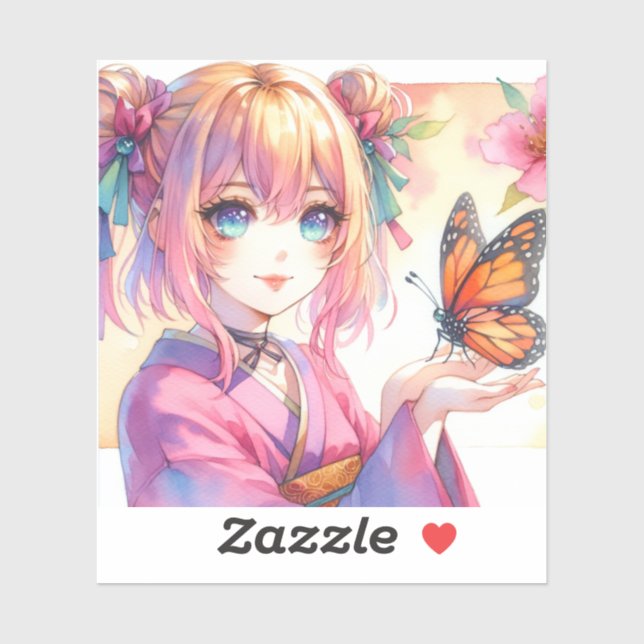Anime Girl Holding a Butterfly Ai Art (Sheet)