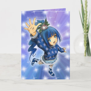 Anime Girl Holiday Greeting Card