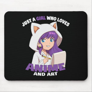 Anime Girl Just A Girl Who Loves Anime And Art  Mouse Pad