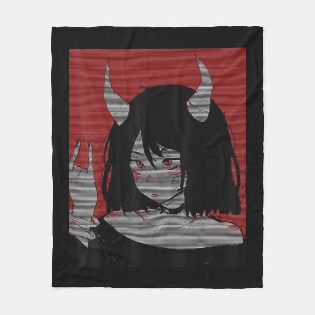 Anime Girl Kawaii Waifu Aesthetic Japanese Otaku  Fleece Blanket (Front)