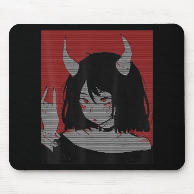 Anime Girl Kawaii Waifu Aesthetic Japanese Otaku  Mouse Pad (Front)