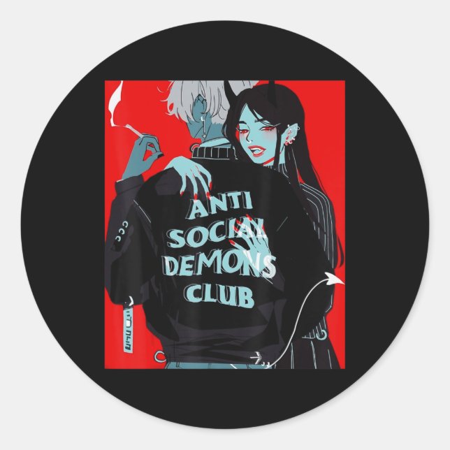 Anime Girl Kawaii Waifu Egirl Aesthetic Japanese O Classic Round Sticker (Front)