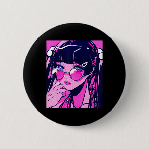 Anime Girl Kawaii Waifu Pink Aesthetic Japanese Ot 6 Cm Round Badge