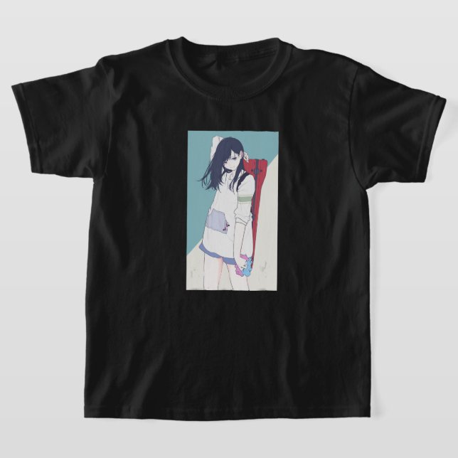 Anime Girl Lofi Aesthetic Retro 90s Waifu Japanese T-Shirt (Laydown)