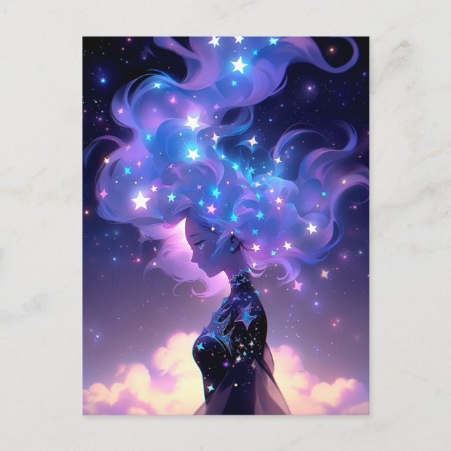 Anime Girl Made Of Stars Postcard (Front)