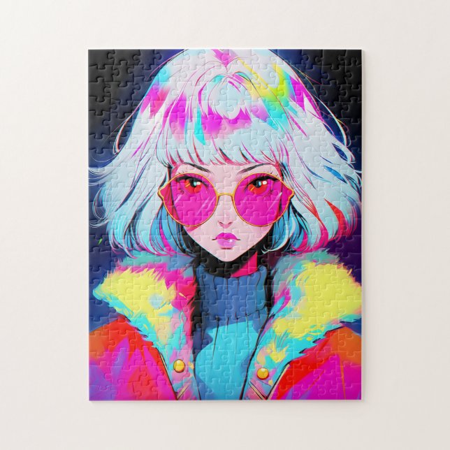 Anime Girl Modern Colourful Art Jigsaw Puzzle (Vertical)