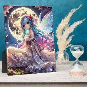 Anime Girl Moon Fairy Princess in Garden Plaque