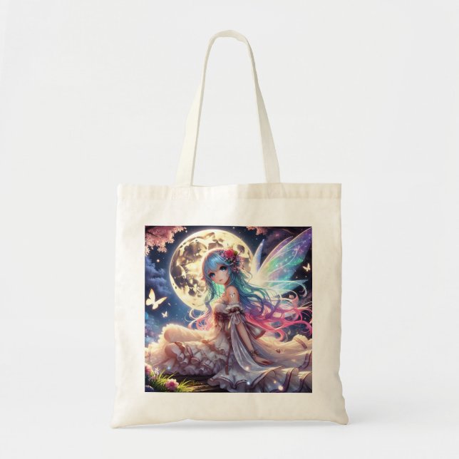 Anime Girl Moon Fairy Princess in Garden Tote Bag (Front)