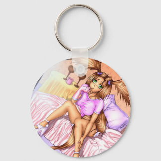 Anime Girl Nikki on Bed Key Ring
