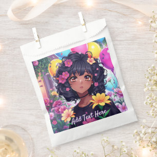 Anime Girl of Colour Personalised Birthday Favour Bags