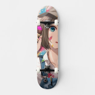 Anime Girl on Skateboard, Anime Girl Skateboard, Skateboard