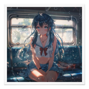 Anime Girl on Train Photo Print