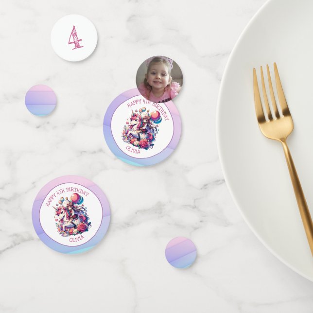 Anime Girl on Unicorn Birthday Personalised Confetti (Group)