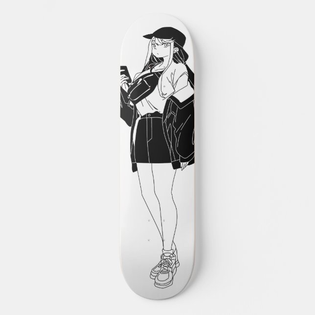 Anime Girl Out On Town Skateboard Deck (Front)