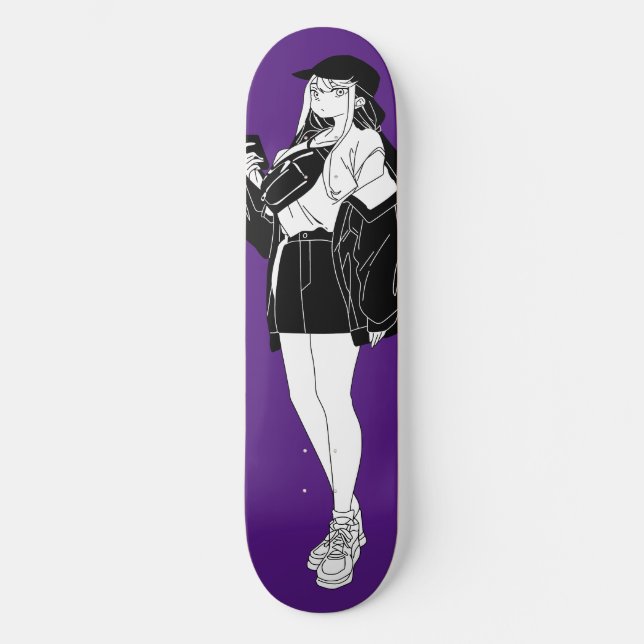 Anime Girl Out On Town Skateboard Deck (Front)