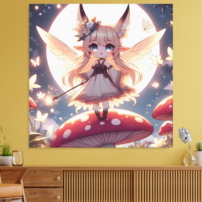 Anime Girl Pixie Hippie Moon Fairy Canvas Print (Insitu(LivingRoom))