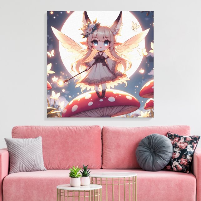 Anime Girl Pixie Hippie Moon Fairy Canvas Print (Insitu(LivingRoom))