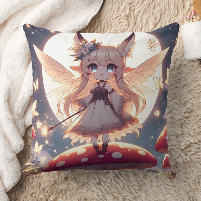 Anime Girl Pixie Hippie Moon Fairy Cushion (Blanket)
