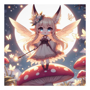 Anime Girl Pixie Hippie Moon Fairy Photo Print