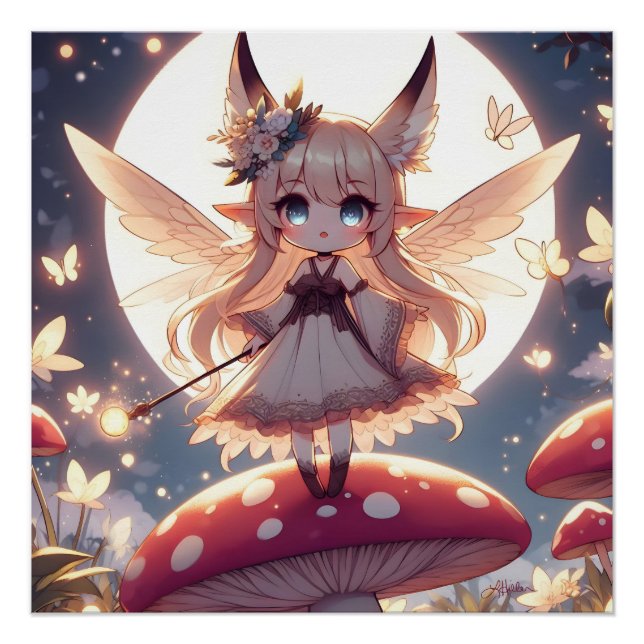 Anime Girl Pixie Hippie Moon Fairy Poster (Front)