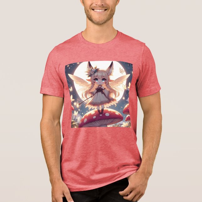 Anime Girl Pixie Hippie Moon Fairy Tri-Blend Shirt (Front)
