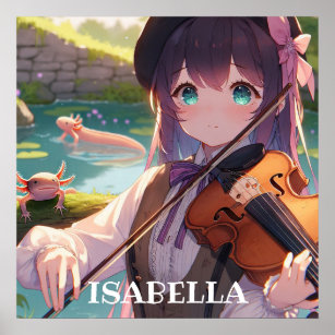 Anime Girl Playing the Violin Personalised Poster