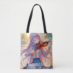 Anime Girl Playing the Violin Personalised Tote Bag