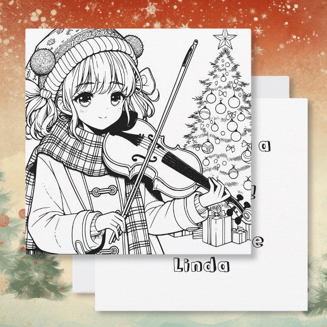 Anime Girl Playing Viola  Christmas  Invitation (Creator Uploaded)