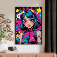 Anime Girl Poster–Modern Pop Art Style Wall Deco P