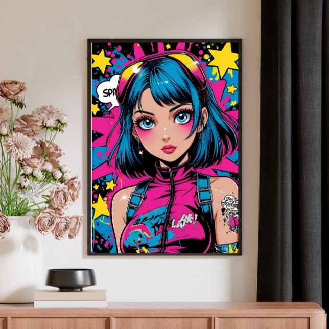 Anime Girl Poster–Modern Pop Art Style Wall Deco P Poster (Creator Uploaded)