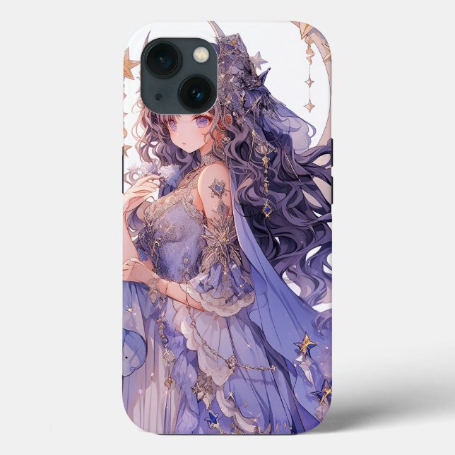 Anime Girl Purple Moon Princess Fantasy Art Case-Mate iPhone Case (Back)