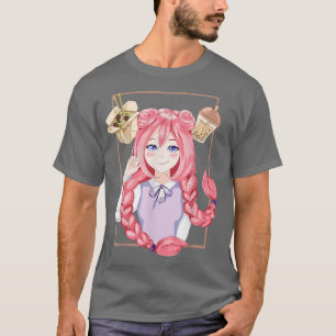 Anime Girl Ramen Bubble Tea Japanese Art Manga Kaw T-Shirt