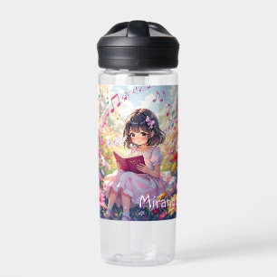 Anime Girl Reading Personalised  Water Bottle