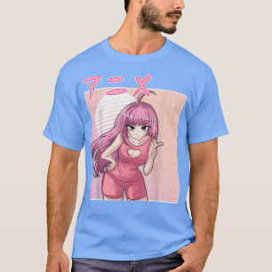 Anime girl retro Japanese vaporwave aesthetic pink T-Shirt