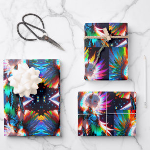 Anime girl Rōnin design Griffin  Wrapping Paper Sheet
